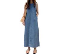 Vestido Largo Vaquero Holgado para Mujer, sin Mangas, Estilo Casual, con Bolsillos, Azul, Talla M.