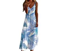 Vestido Largo, Vestido Tirantes Mujer Verano Vestidos Verano Mujer Vestidos Largo De Veranos para con Estampado Floral Escote En V Y Sin Mangas Sexy Corte En A Ideal para La Playa De Veranos Fluido