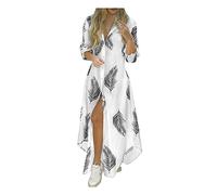 Vestido Largos de Manga Larga con Botones Mujer Bohemio Verano Nacional Fiesta Cuello en V Costura Wrap Maxi Vestidos Chic de Noche Playa Vacaciones Cóctel Falda Larga Talla Grande(G Azul claro,M)