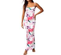 Vestido Lencero francés Informal con Estampado Floral de Mujer Ideal para Vacaciones estivales diarias Eventos Casuales en Tejido Ligero Elegante y romántico (Purple, S)