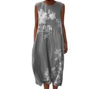 Vestido Lino Sintético Mujer Verano Sin Mangas Vestidos Largos Anchos Playa Algodón con Bolsillos Midi Boho Holgado Suelto para Tripa Tallas Grandes Dresses Verano Casual Largo Fresco con Bolsillos