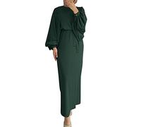 Vestido M Vestido de manga larga para mujer Ropa de oración islámica Gente exitosa, verde, XXL