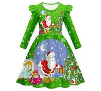 Vestido Mama Noel Bebe, Vestidos de Fiesta de Navidad para niñas, Disfraz de Baile, Vestido de Princesa de Navidad para niños (Green, 1-2 Years)