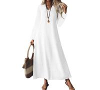 Vestido Manga Larga Mujer Cuello Alzado Invitada Casual Otoño Vestidos Floral Fiesta Ropa Mujer Camiseros Encaje Dresses Elegantes Boho Navidad 2#Blanco XXL