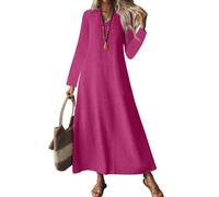 Vestido Manga Larga Mujer Cuello En V Coctel Retro Invierno Vestidos Estampados Fiesta Ropa Mujer Slim Fit Patchwork Dresses Simple Boho San Patricio 2#Rosa Fuerte XXL