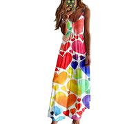 Vestido Maxi de Verano para Mujer Floral Ajustable Cuello en V LGBT Gay Pride Rainbow Love is Love Vestido de Playa