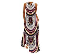 Vestido maxi largo estampado vestido de verano floral de gran tamaño elegante vestido de playa swing vestido de fiesta cóctel par con falda ropa moda vestido de vacaciones para mujer, rosa, L