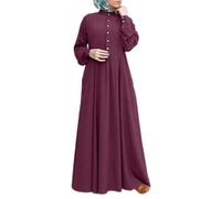 Vestido maxi para mujer 2026 Vestido largo casual para mujer, vestido largo de color sólido, botón con cuello en V, vestido elegante, manga larga, informal, festivo, vestidos blancos, rojo, L