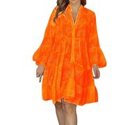 Vestido maxi para mujer, de gran tamaño, bordado y liso, elegante, monocolor, manga 3/4, vestido de playa, informal, cuello en V, vestido de blusa, ganchillo, encaje, vestido túnica, aireado, vestido