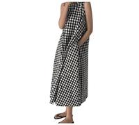 Vestido maxi suelto de verano para mujer, falda con tirantes a cuadros, cuello redondo, vestidos largos de agua, jeans de campo, Le Noir, XL