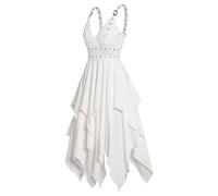 Vestido mediano para mujer, sexy, gótico, sin mangas, con dobladillo, cintura alta, estilo vintage, estilo renacentista victoriano, carnaval, cosplay, fiesta, cóctel elegante, vestidos