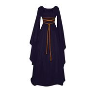 Vestido Medieval Mujer Familiar Disfraces Halloween Novia Vampiro Witch Pirata Elegante Invierno Carnaval - Ofertas Flash del Día (Armada,M)