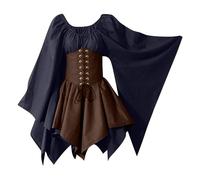 Vestido Medieval Mujer Sin Mangas Annabelle Disfraz Halloween Mujer Renacentista Primavera Hechicera Faldas Novia Cadaver Talla Grande Murcielago Disfraz Princesa Capa Elegante 2#marrón claro M
