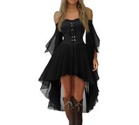 Vestido Medieval Mujer Sin Mangas Malefica Disfraz Halloween Mujer Gotico Otoño Encaje Vestidos Annabelle Talla Grande Renacentista Disfraz Princesa Hechicera Invierno Clásico 2#Negro XXL