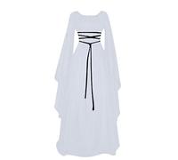 Vestido Medieval Mujer Talla Grande Annabelle Disfraz Halloween Mujer Pirata Otoño Vikinga Vestidos Bruja Sin Mangas Gotico Vestidos De Fiesta Capa Invierno Sencillo 2#Blanco S