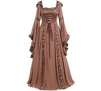 Vestido Medieval Mujer Talla Grande Disfraz De Halloween Mujer Novia Vampiresa Renacentista Disfraz Medieval 2024 Familiar Invierno Disfraces Carnaval Adulto - Mis Pedidos Realizados(Caqui,5XL)