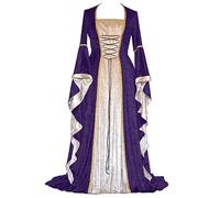 Vestido Medieval Mujer Talla Grande Vestido Renacentista Mujer Cuello Cuadrado Vintage Terciopelo Victoriana Corte Disfraz Con Manga De Trompeta Corset Cintura Con Cordones Halloween Fiesta Falda