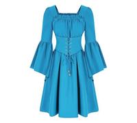 Vestido Medieval Mujer Vestidos De Mujer Mangas Largas Noche Trajes Coctel Novia Invierno Tallas Grandes Vestir Sexy Midi Ceremonia Ropa 2#BLU M