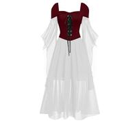 Vestido medieval para mujer, cuello cuadrado, renacentista, manga flare gótica, talle alto, victoriana de halloween, traje de gran tamaño, Steampunk, retro, carnaval, cosplay, elegante, casual