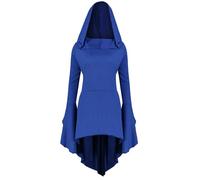 Vestido medieval para mujer, disfraz de fantasía de Halloween, ropa gótica, encaje grande, degradado de color, estampado retro, vestido con mangas largas, vestido vintage, cuello en V, hasta la