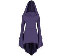 Vestido medieval para mujer, disfraz de fantasía de Halloween, ropa gótica, encaje grande, degradado de color, estampado retro, vestido con mangas largas, vestido vintage, cuello en V, hasta la
