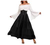 Vestido medieval para mujer, disfraz de princesa para mujer, disfraz de princesa de reina XS, ropa medieval, vestido largo blanco, disfraz de elfo, disfraz de pirata, vestido de princesa, vestido de