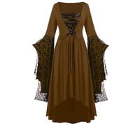 Vestido medieval para mujer, estilo vintage victoriano, vestido gótico para mujeres, Halloween, estilo medieval, encaje, elegante, disfraz retro, Punk de gran tamaño, Cosplay vestigio histórico