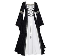 Vestido medieval para mujer, largo, gótico, tallas grandes, manga larga, vestido renacentista, vestido retro, vestido de fiesta, vestido de corsé, vestido maxi, vestido vintage, cosplay, Halloween