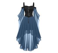Vestido medieval para mujer, manga trompeta, vestido de estado de la corte de Halloween, vestido de Midsommar del siglo 19, ropa victoriana de bruja negra, disfraz de bruja Steam Punk, vestido gótico