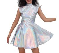 Vestido Metálico Mujer Mini Vestidos de Metálica con Aspecto Mojado Vestido Lentejuelas para Mujer Lente Ropa de Club Mini Vestidos Traje Ajustado para Discoteca Cóctel Invitada Noche (Multicolour, S)