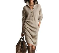 Vestido Midi De Punto De Talla Suelta para Mujer Vestido Suéter Casual De Manga Larga, Cómodo para Uso Diario En Otoño e Invierno 3XL