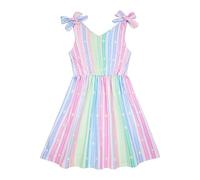 Vestido midi de rayas para niñas con tirantes ajustables - elegante vestido de verano sin mangas transpirable para los días cálidos de la adolescencia, multicolor, 7-8 años