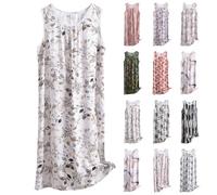 Vestido midi de verano para mujer, con bolsillos, sin mangas, camisón de flores, camisón de dormir de verano, ropa de dormir para mujer, con tirantes anchos, sin mangas, tallas grandes, Negro