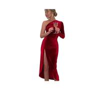 Vestido Midi Elegante de Manga Larga para Mujer, Vestido de Fiesta de Noche de Terciopelo Ajustado con Abertura, Ropa de Primavera y otoño 2023