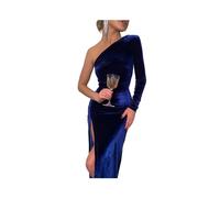 Vestido Midi Elegante de Manga Larga para Mujer, Vestido de Fiesta de Noche de Terciopelo Ajustado con Abertura, Ropa de Primavera y otoño 2023