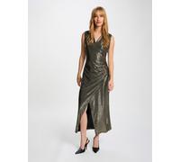 Vestido midi sin mangas amarillo oro mujer 44