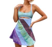 Vestido Mini Ajustado sin Mangas con Estampado para Mujer, Estilo Informal, con Tirantes y Abertura, para Fiesta de Verano, Ropa de Club, Atuendo Elegante. (Camouflage, L)