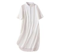 Vestido Mujer Algodón Y Lino Tallas Grandes Holgados Baggy Vestido Largo Mujer Comodos Y Elegantes Verano Otoño Formales Playa Ceremonia Long Dress (White, M)