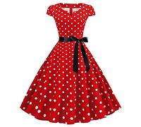 Vestido Mujer AÑO 50 Vestido de Lunares 1950 Retro Rockabilly Años 1950 50 60 Vestido De Cóctel Pin Up Chic Y Elegante 2024 Vestido Volver Noche Cumpleaños Vestido Año 50 Mujer Vintage, rojo, M