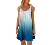 Vestido Mujer Casual Sin Mangas,Vestido De Playa De Verano para Mujer Sin Mangas Divertido Colorido Estampado Falda Informal Minivestido De Vacaciones Junto Al Mar
