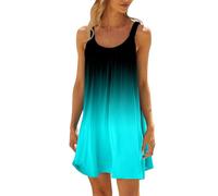 Vestido Mujer Casual Sin Mangas,Vestido De Playa De Verano para Mujer Sin Mangas Divertido Colorido Estampado Falda Informal Minivestido De Vacaciones Junto Al Mar