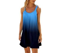 Vestido Mujer Casual Sin Mangas,Vestido De Playa De Verano para Mujer Sin Mangas Divertido Colorido Estampado Falda Informal Minivestido De Vacaciones Junto Al Mar
