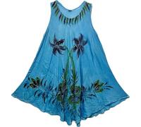 Vestido Mujer de Verano,Sin Manga,Talla Unica,Made in India (Azul)