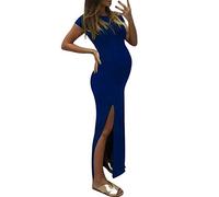 Vestido Mujer Embarazada Pantalones maternidad Camiseta Moda Mujeres Sólido Manga Corta Bodycon Horquilla Abierta Embarazo Vestido de maternidad Cardigan Maternidad Largo Invierno, azul, S