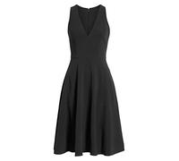 Vestido Mujer Fiesta CÓCTEL Ceremonia Eventos SIN Mangas con Vuelo Escote Profundo Hecho EN ESPAÑA (S, Negro)