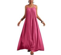 Vestido Mujer Fiesta, Ropa Verano Mujer Vestido Blanco Vestidos Largo De Verano para Color Liso Tirantes Finos Sin Mangas Estilo Swing Ideal para La Playa Vestidos Elegante Y Ligero Paras El Veranos