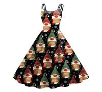 Vestido Mujer Invierno Mujer Elegante,Vestido Informal Femenino con DiseñO NavideñO Elegante Y Confortable para Ocasiones Y Uso Diario Sin Mangas De Tiras Ajustables Y Escote Redondo Moderno