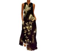 Vestido Mujer largo Elegante Vestidos Casual Mujer Verano 2023 Sin Mangas de Verano Talla Grande Mujer Baratos Vestido de Tiras con escote elástico Cómodo y Transpirable de playa ligero