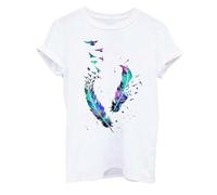Vestido Mujer Ofertas Camiseta Informal Holgada con Estampado de de y Plumas con Cuello Primavera/Verano para Mujer Camisa Mujer Vestir Camiseta Plateada Mujer Tops Mujer Verano Tops Mujer Ofertas