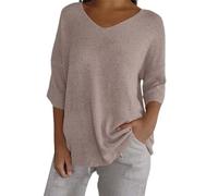 Vestido Mujer Ofertas Jingmcdy Tops De Manga Corta con Cuello En V Camisa De Punto Blusa Suelta Camiseta De Moda Casual De Verano para Mujer Tops De Manga Corta para Mujer Camise Lino Mujer Ofertas